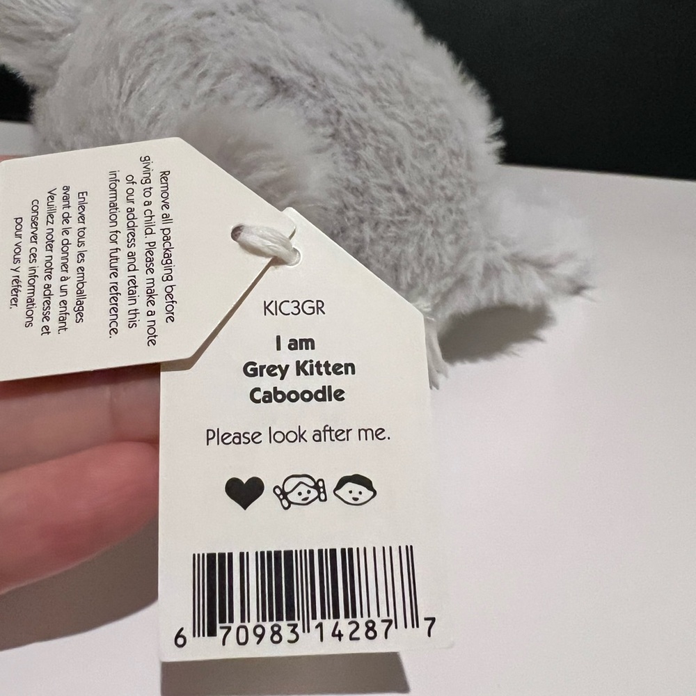 AUTHENTIC‼️ NWT Jellycat light grey kitten Caboodle cat- Retired- FAST SHIPPING - Picture 7 of 7